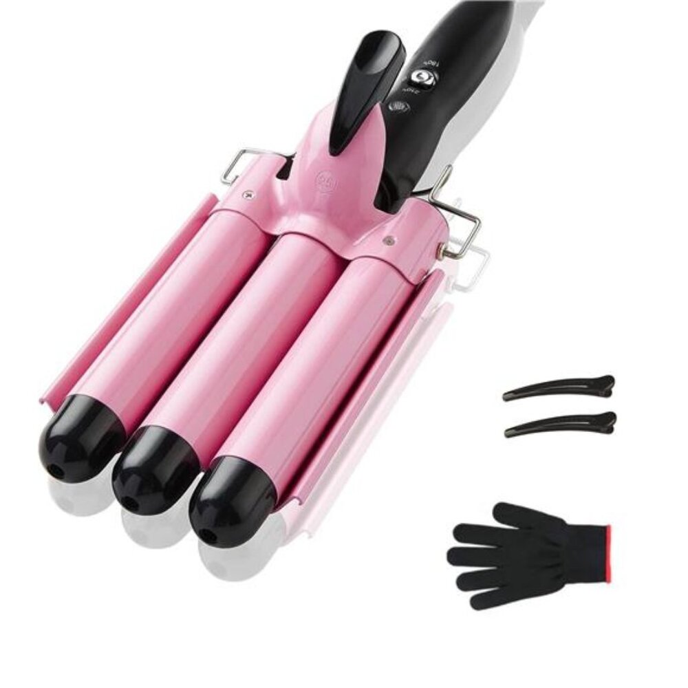 3 Barrel Curling Iron Hair Crimper,25mm（1 inch ） Professional Hair Curling Wand